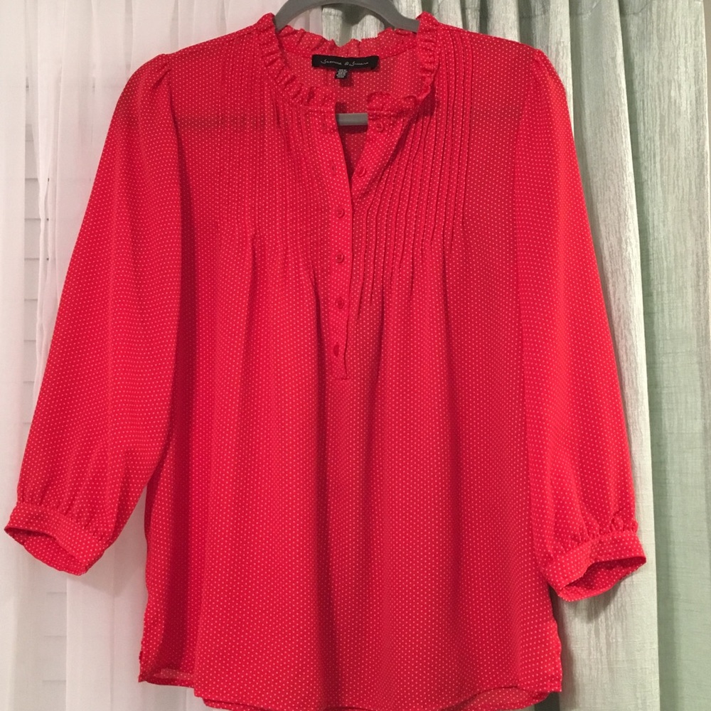 Red polka dots blouse